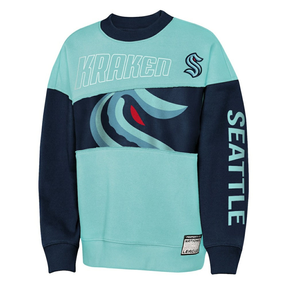 Seattle Kraken Outerstuff Youth Impact Player Sweatshirt - Light Blue/Deep Sea Blue | NHL on sale