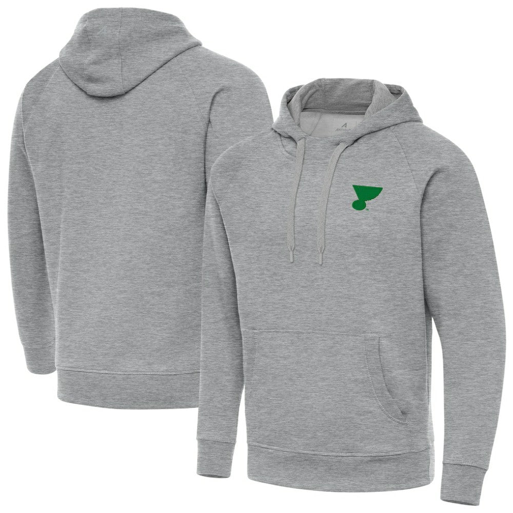 St. Louis Blues Antigua St. Patrick's Day Victory Pullover Hoodie - Heather Gray | NHL Lifestyle