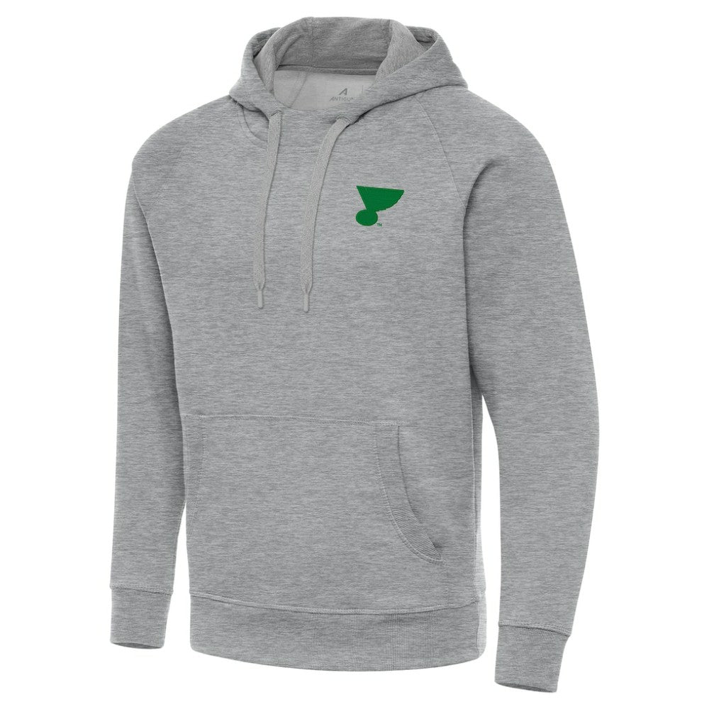 St. Louis Blues Antigua St. Patrick's Day Victory Pullover Hoodie - Heather Gray | NHL Lifestyle