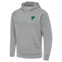 St. Louis Blues Antigua St. Patrick's Day Victory Pullover Hoodie - Heather Gray | NHL Lifestyle