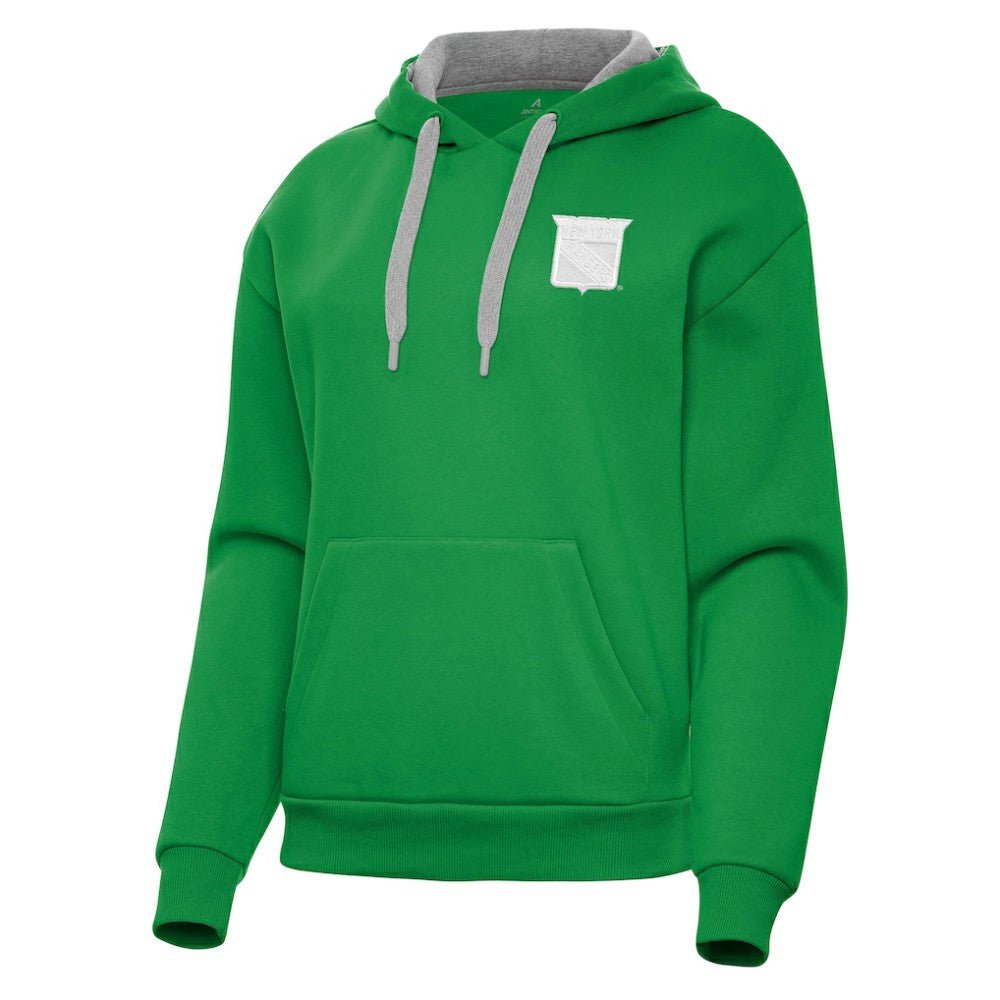 New York Rangers Antigua Women's St. Patrick's Day Victory Pullover Hoodie - Kelly Green | NHL Lifestyle