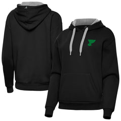 St. Louis Blues Antigua Women's St. Patrick's Day Victory Pullover Hoodie - Black | NHL Clearance