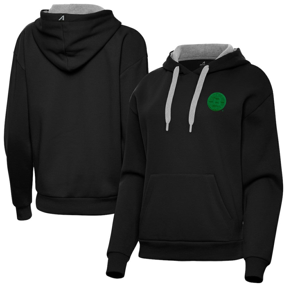 Boston Bruins Antigua Women's St. Patrick's Day Victory Pullover Hoodie - Black | NHL sale