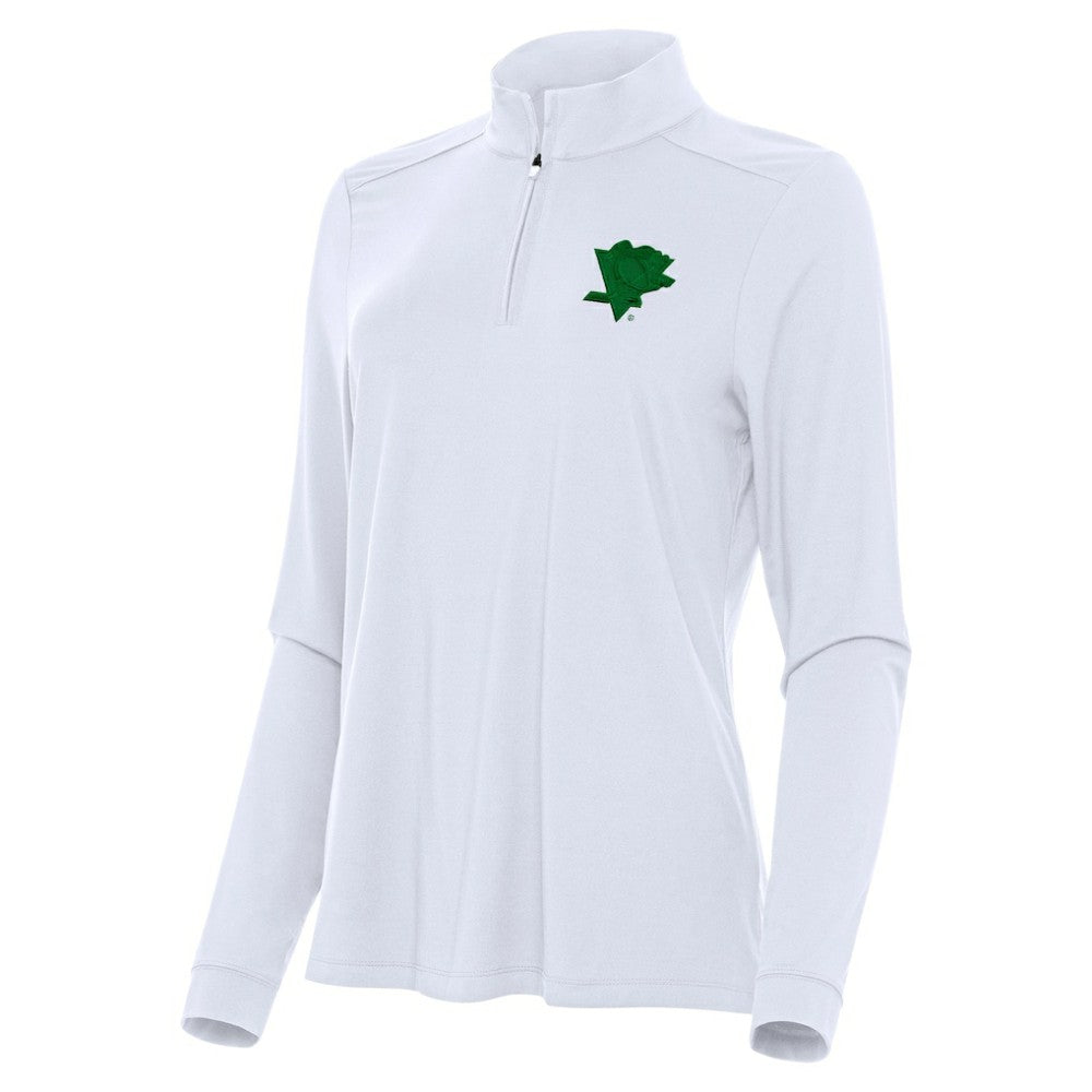 Pittsburgh Penguins Antigua Women's St. Patrick's Day Intent Quarter-Zip Performance Pullover - White | NHL Clearance