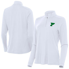 St. Louis Blues Antigua Women's St. Patrick's Day Intent Quarter-Zip Performance Pullover - White | NHL on sale