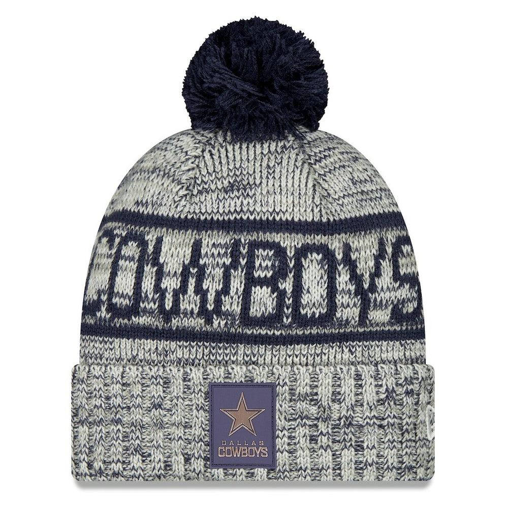 Dallas Cowboys New Era 2025 Sideline Cold Weather Cuffed Knit Hat with Pom - Gray - NFL