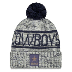 Dallas Cowboys New Era 2025 Sideline Cold Weather Cuffed Knit Hat with Pom - Gray - NFL