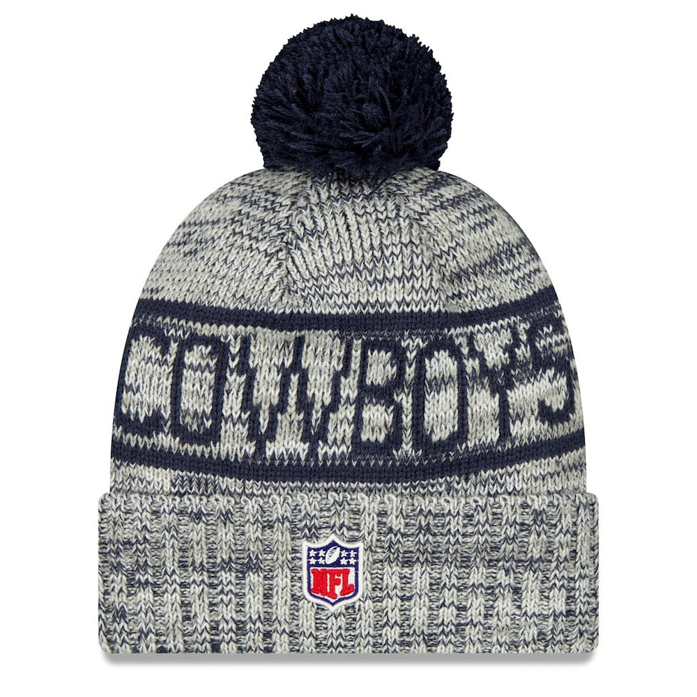 Dallas Cowboys New Era 2025 Sideline Cold Weather Cuffed Knit Hat with Pom - Gray - NFL