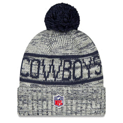 Dallas Cowboys New Era 2025 Sideline Cold Weather Cuffed Knit Hat with Pom - Gray - NFL