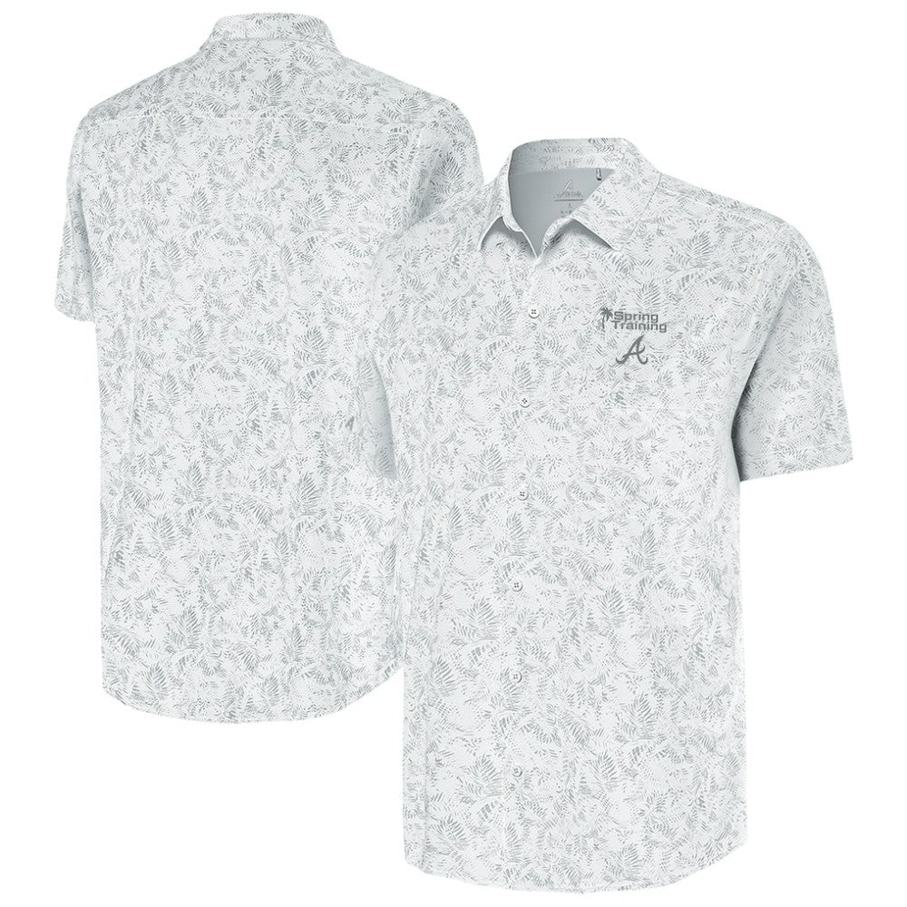 Atlanta Braves Antigua Palm Tree Spring Training Lush Button-Up Shirt Outlet