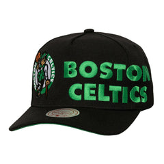 Mitchell & Ness Boston Celtics Busted Logo Wordmark Wrap-Around Pro Pinch Adjustable Hat Black