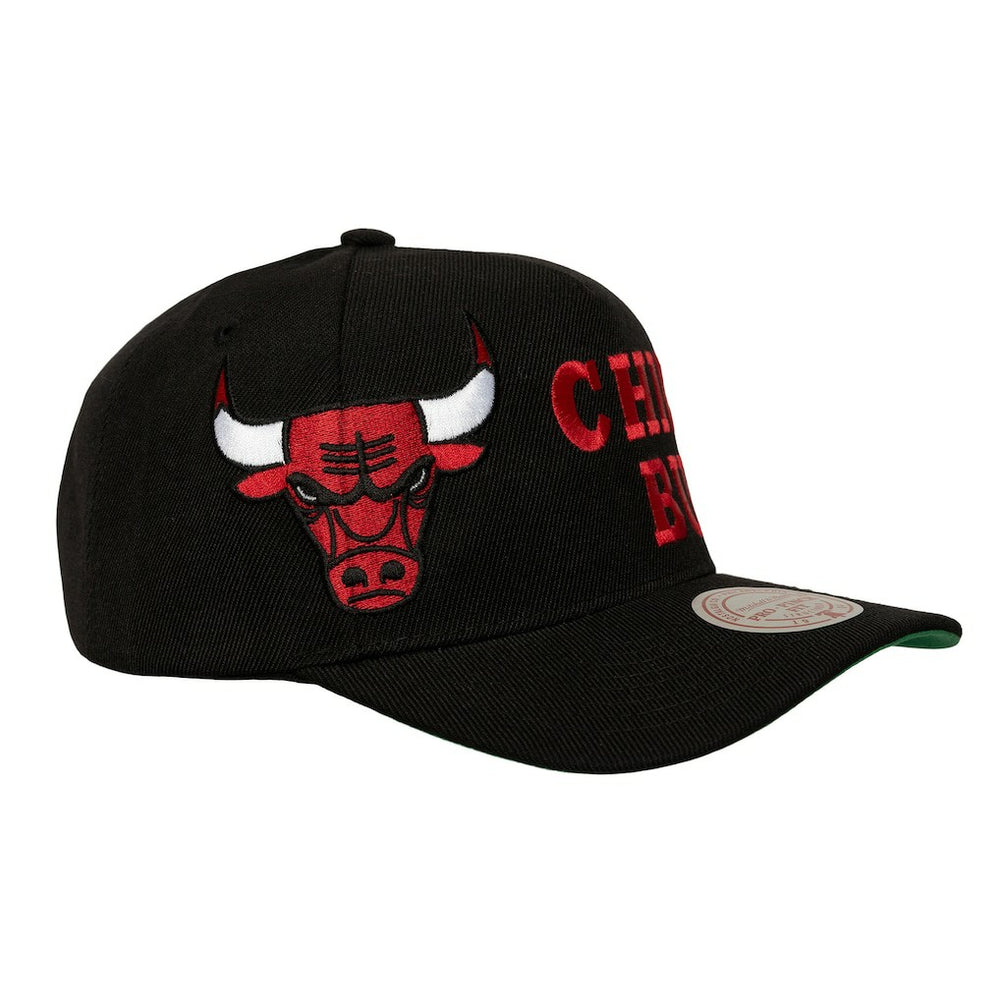 Mitchell & Ness Chicago Bulls Busted Logo Wordmark Wrap-Around Pro Pinch Adjustable Hat Black