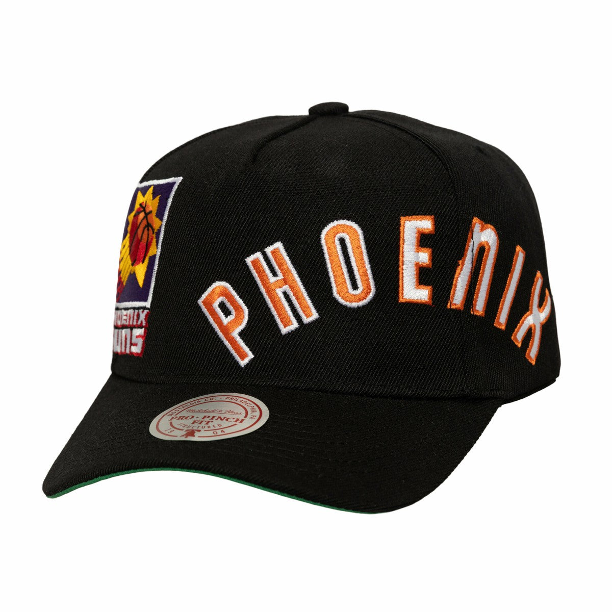 Mitchell & Ness Phoenix Suns Busted Logo Wordmark Wrap-Around Pro Pinch Adjustable Hat Black