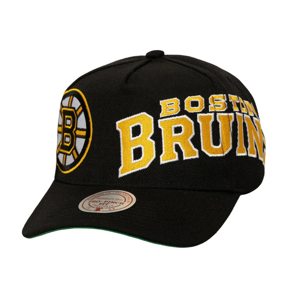 Boston Bruins Mitchell & Ness Busted Logo Wordmark Wrap-Around Pro Pinch Adjustable Hat - Black | NHL online