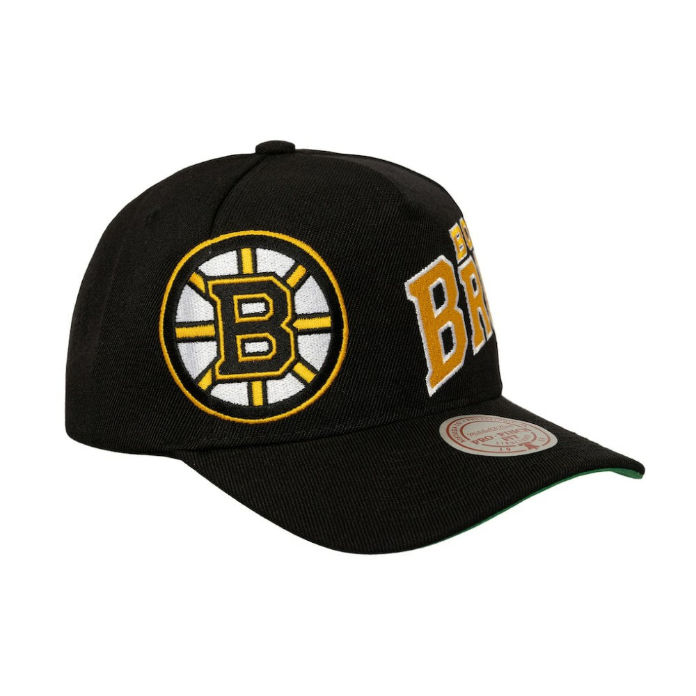 Boston Bruins Mitchell & Ness Busted Logo Wordmark Wrap-Around Pro Pinch Adjustable Hat - Black | NHL online