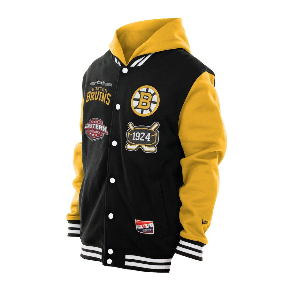 Boston Bruins New Era Full-Snap Fleece Hoodie Jacket - Black/Gold | New Era Clearance