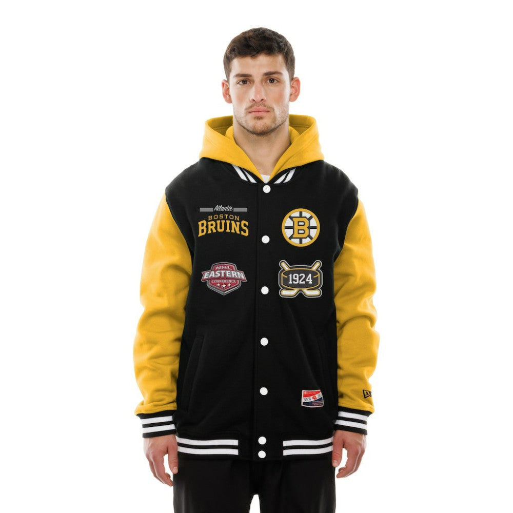Boston Bruins New Era Full-Snap Fleece Hoodie Jacket - Black/Gold | New Era Clearance