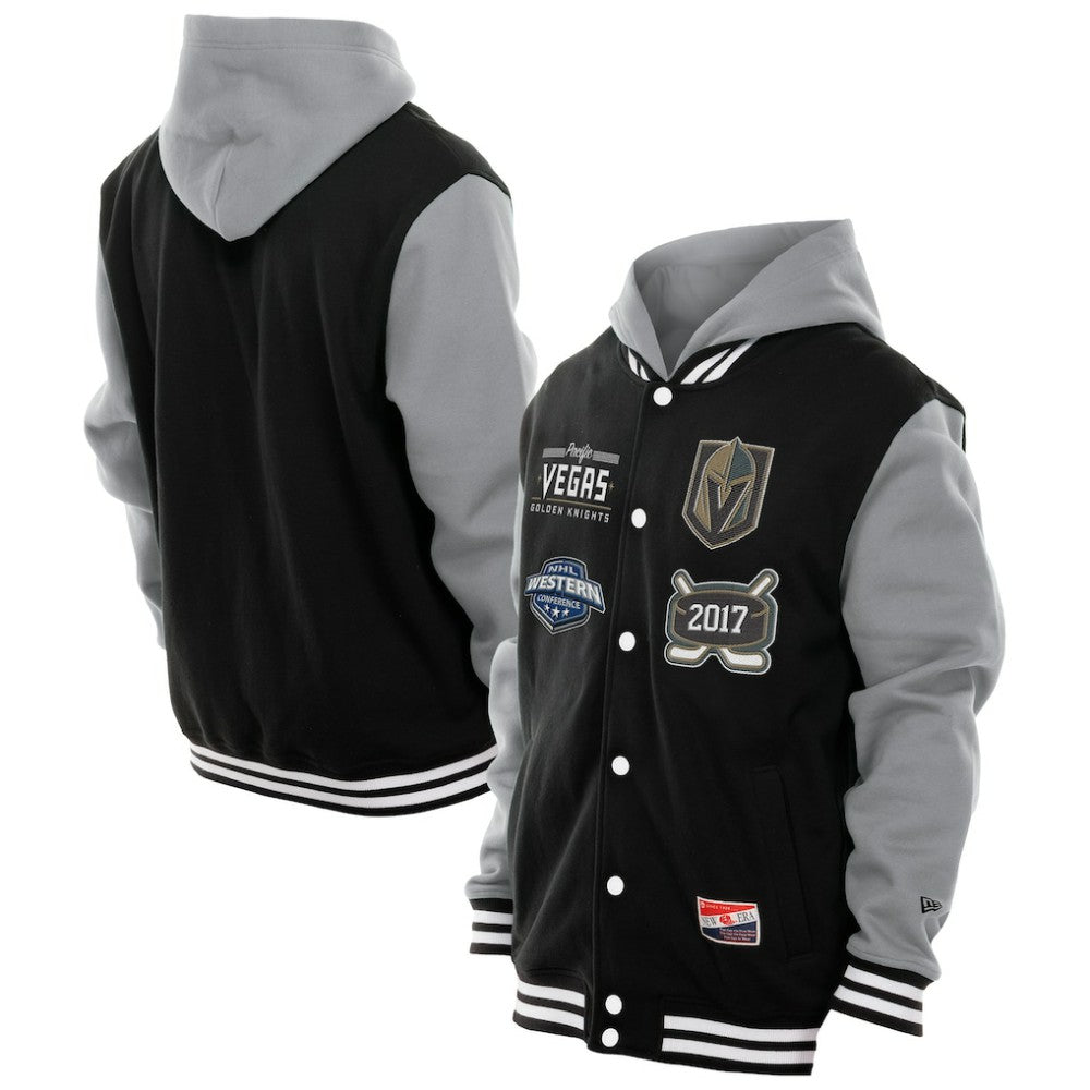 Vegas Golden Knights New Era Full-Snap Fleece Hoodie Jacket - Black/Grey | New Era discount