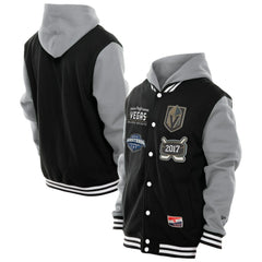Vegas Golden Knights New Era Full-Snap Fleece Hoodie Jacket - Black/Grey | New Era discount