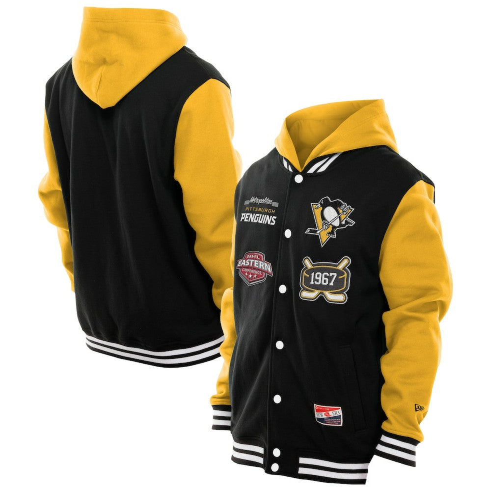 Pittsburgh Penguins New Era Full-Snap Fleece Hoodie Jacket - Black/Gold | New Era on sale