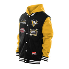 Pittsburgh Penguins New Era Full-Snap Fleece Hoodie Jacket - Black/Gold | New Era on sale