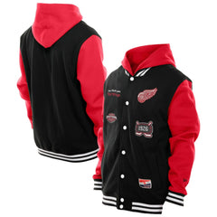 Detroit Red Wings New Era Full-Snap Fleece Hoodie Jacket - Black/Red | New Era Lifestyle