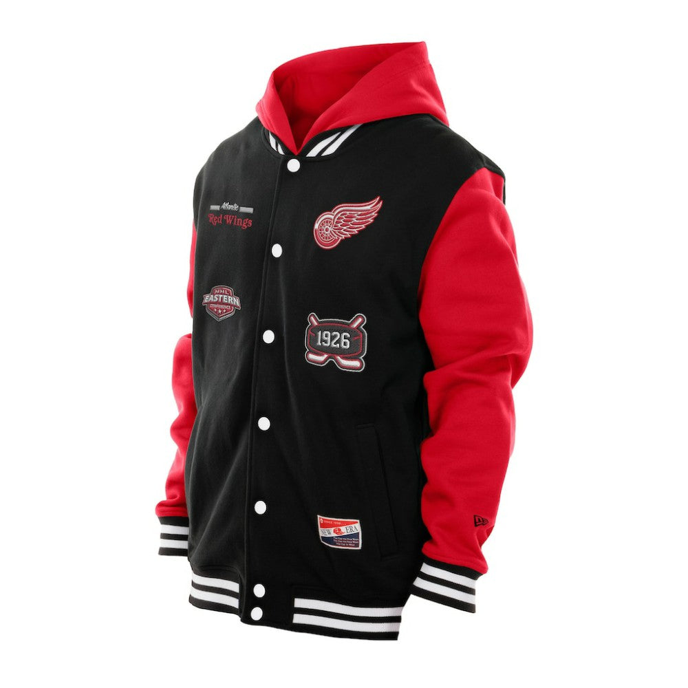 Detroit Red Wings New Era Full-Snap Fleece Hoodie Jacket - Black/Red | New Era Lifestyle