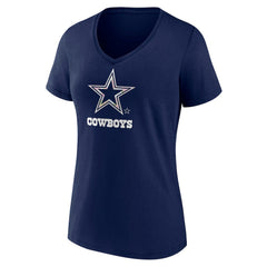 Dallas Cowboys Women's Floral Number 1 Mom V-Neck T-Shirt - Navy - NFL