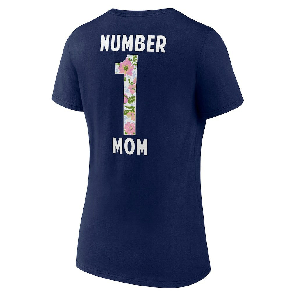 Dallas Cowboys Women's Floral Number 1 Mom V-Neck T-Shirt - Navy - NFL