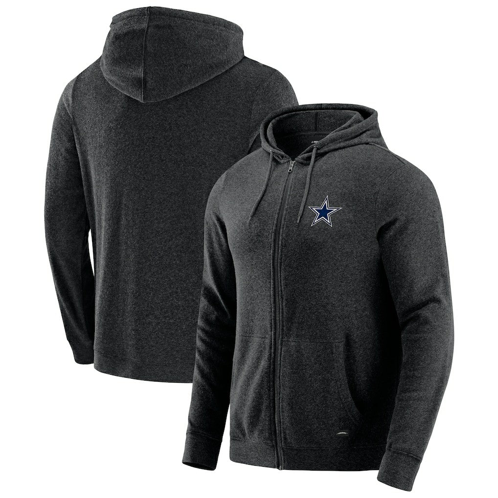 Dallas Cowboys J. Palmer Players Lounge Tri-Blend Full-Zip Hoodie - Dark Heather Gray - NFL