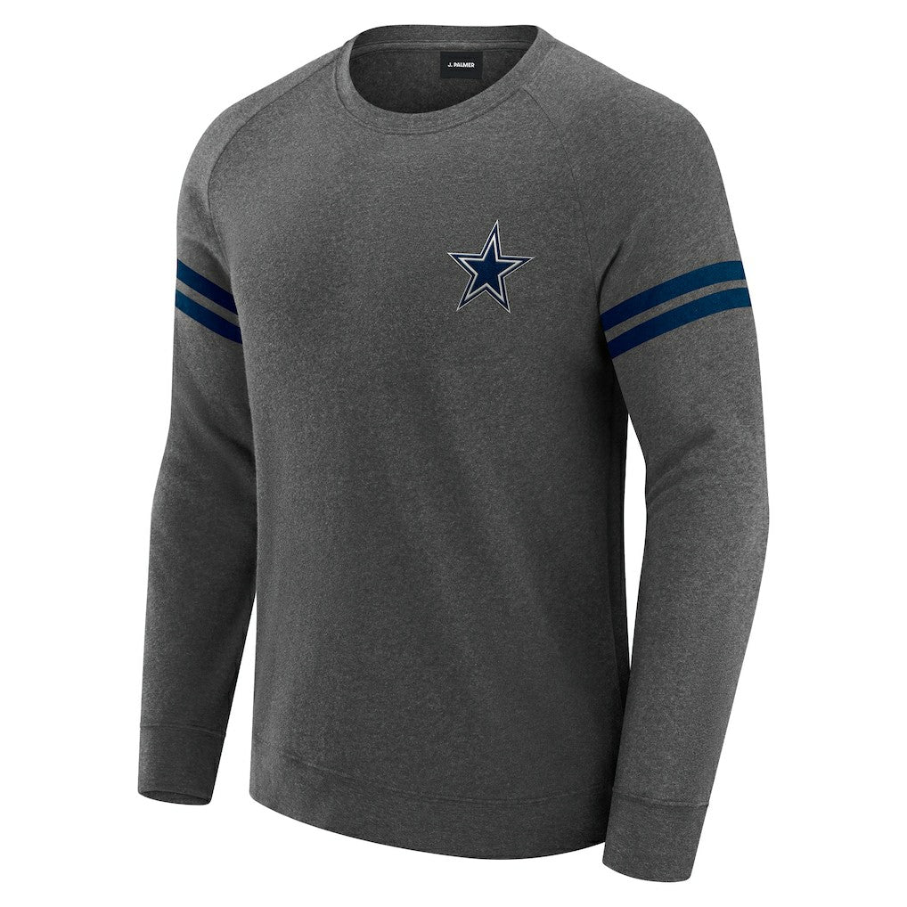 Dallas Cowboys J. Palmer Players Lounge Raglan Tri-Blend Sweatshirt - Dark Heather Gray - NFL