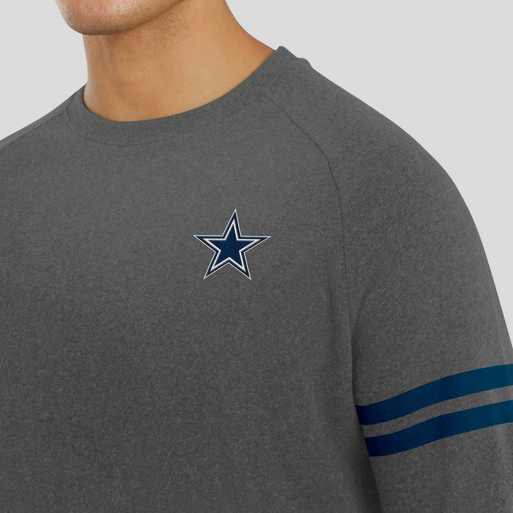 Dallas Cowboys J. Palmer Players Lounge Raglan Tri-Blend Sweatshirt - Dark Heather Gray - NFL