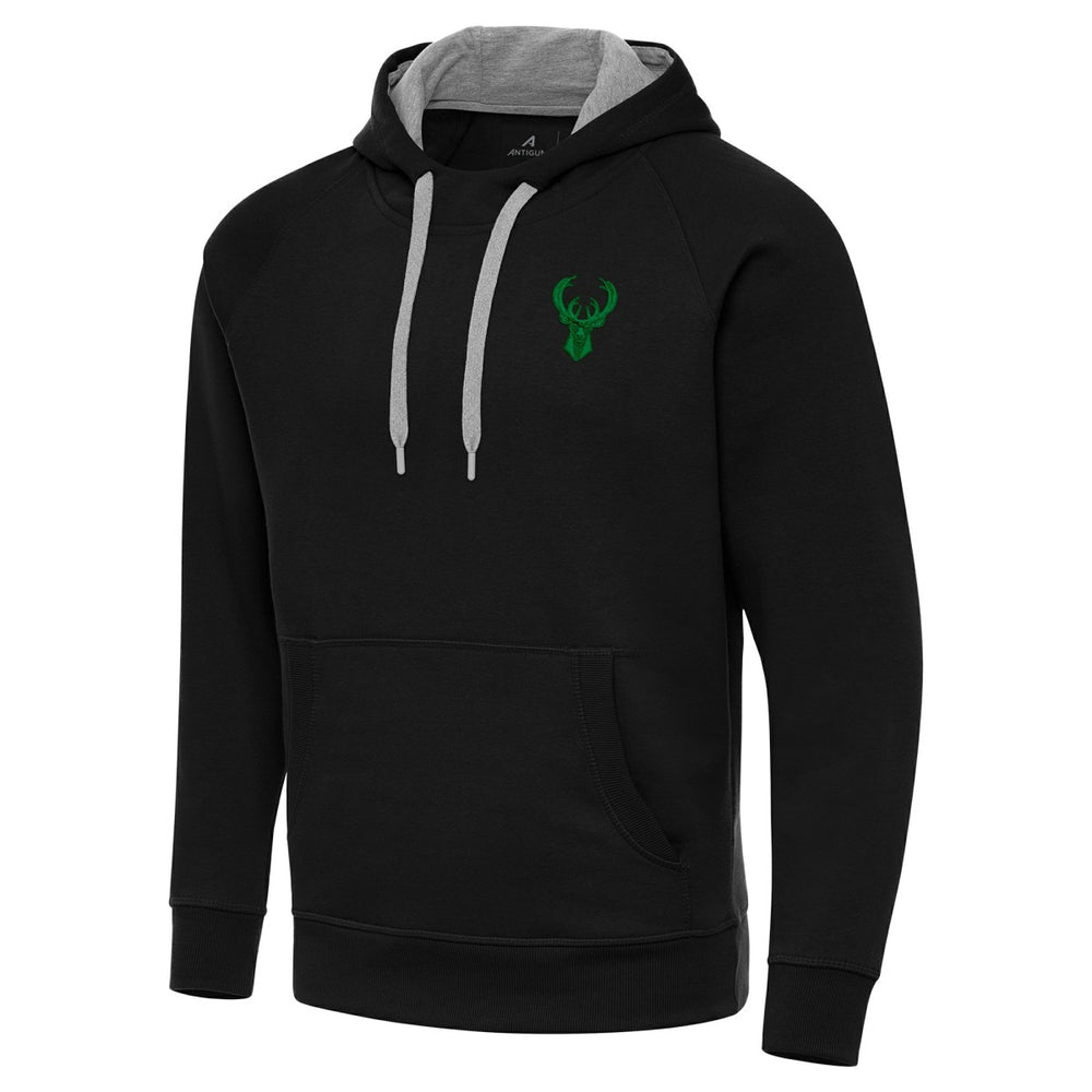 Milwaukee Bucks Antigua St. Patrick's Day Victory Raglan Pullover Hoodie Black