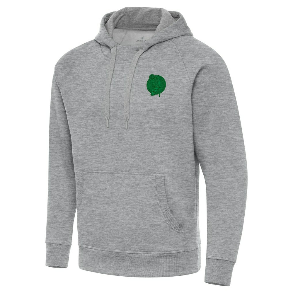 Boston Celtics Antigua St. Patrick's Day Victory Raglan Pullover Hoodie Heather Gray