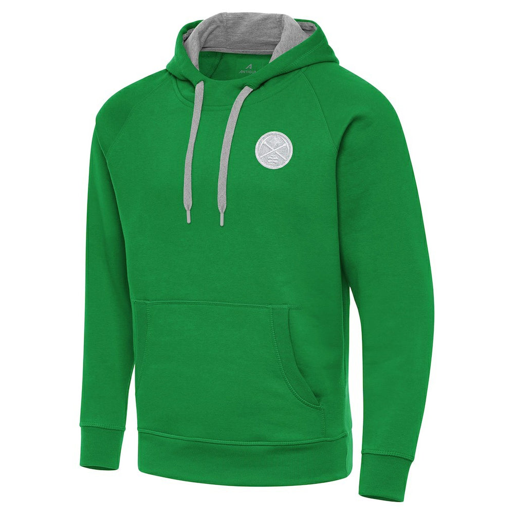 Denver Nuggets Antigua St. Patrick's Day Victory Raglan Pullover Hoodie Kelly Green