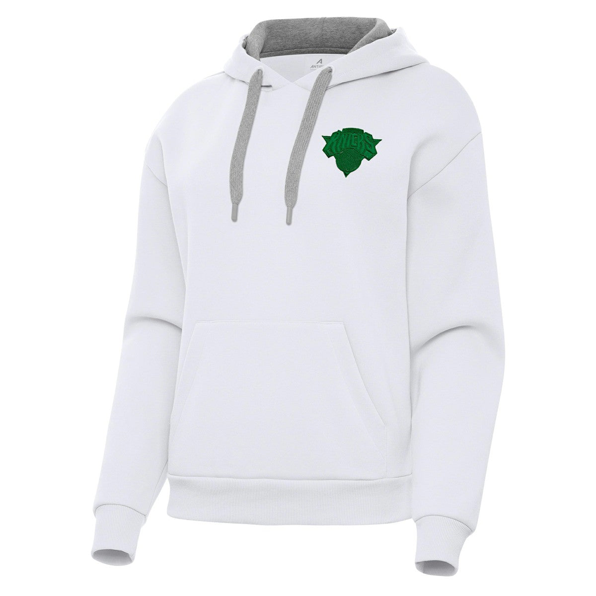 New York Knicks Antigua Women's St. Patrick's Day Victory Pullover Hoodie White