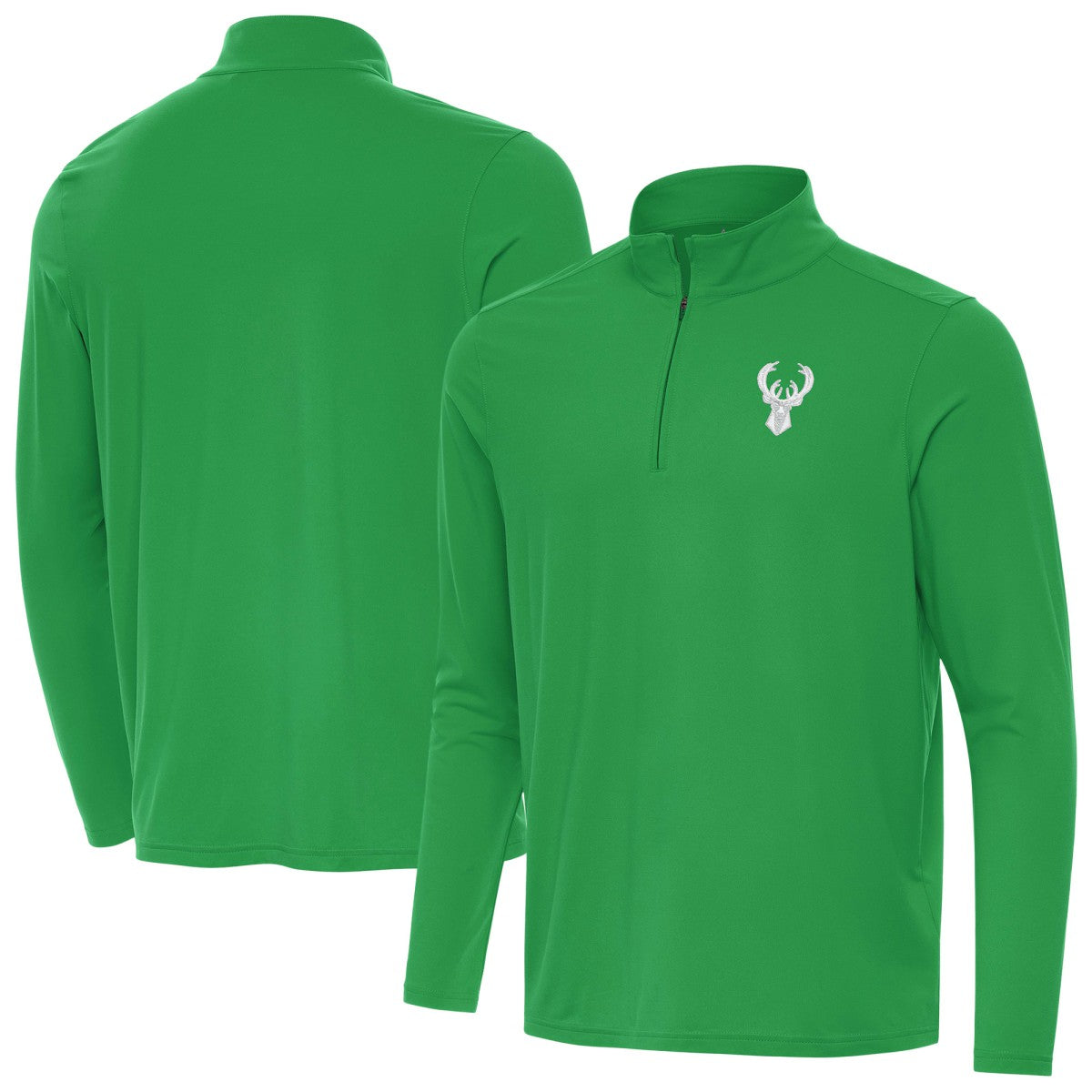 Milwaukee Bucks Antigua St. Patrick's Day Intent Quarter-Zip Jacket Kelly Green