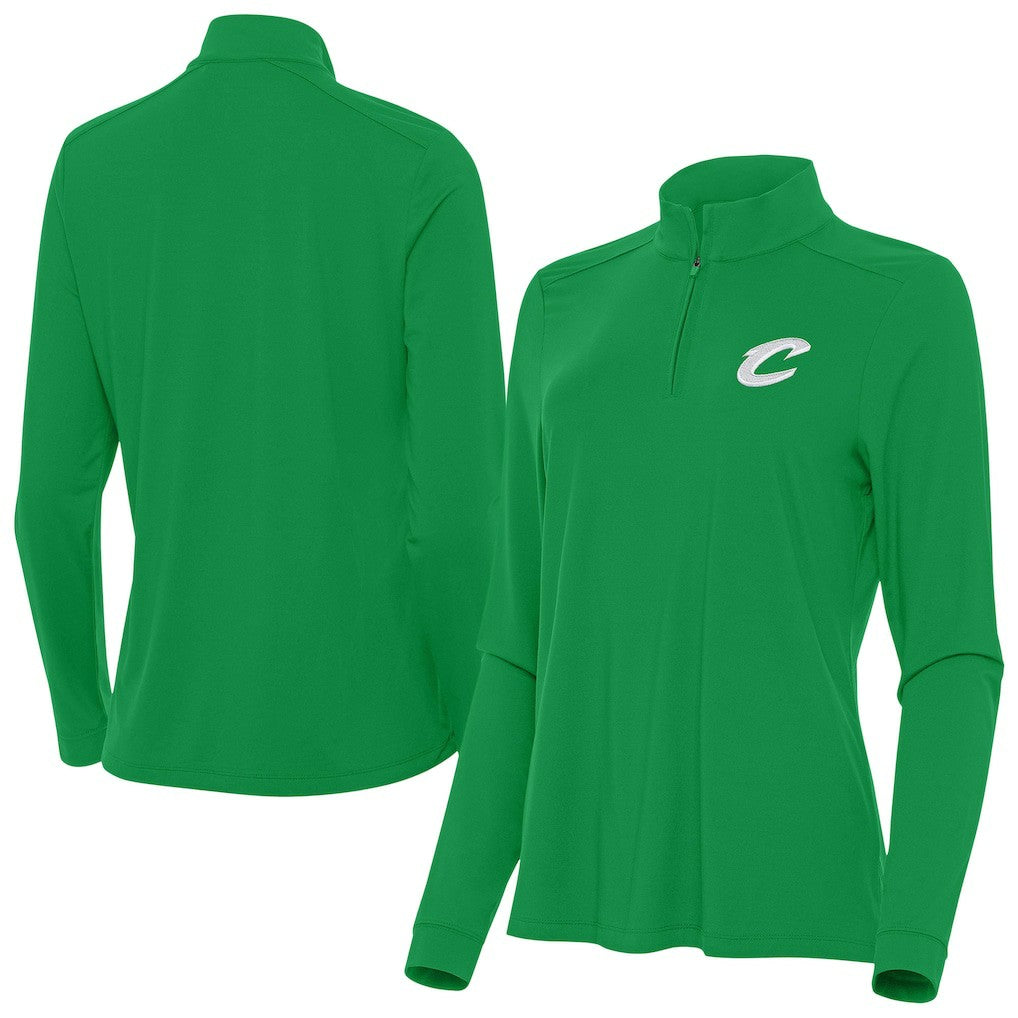 Cleveland Cavaliers Antigua Women's St. Patrick's Day Intent Quarter-Zip Top Kelly Green