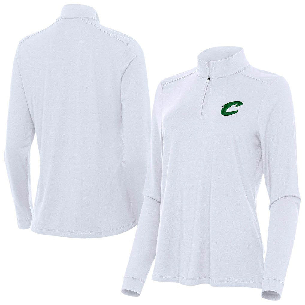 Cleveland Cavaliers Antigua Women's St. Patrick's Day Intent Quarter-Zip Top White