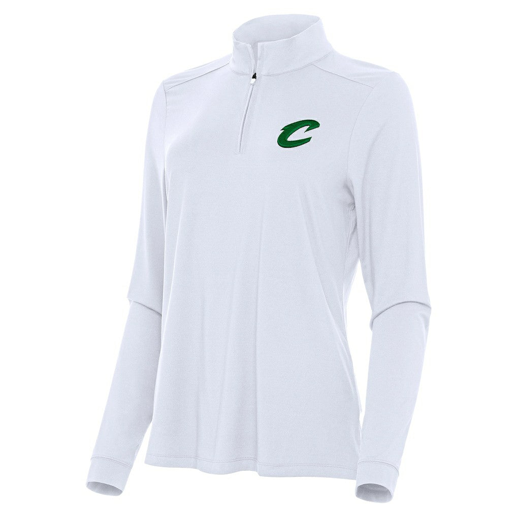 Cleveland Cavaliers Antigua Women's St. Patrick's Day Intent Quarter-Zip Top White