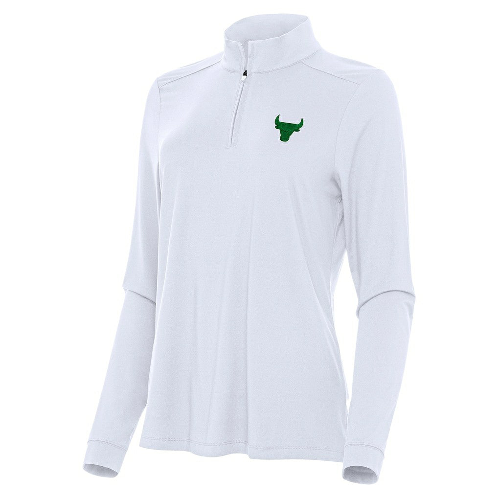Chicago Bulls Antigua Women's St. Patrick's Day Intent Quarter-Zip Top White