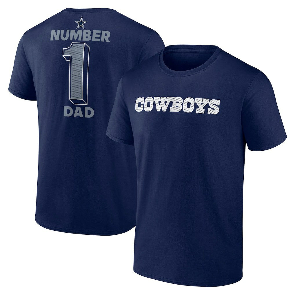 Dallas Cowboys #1 Dad Jersey T-Shirt - Navy - NFL