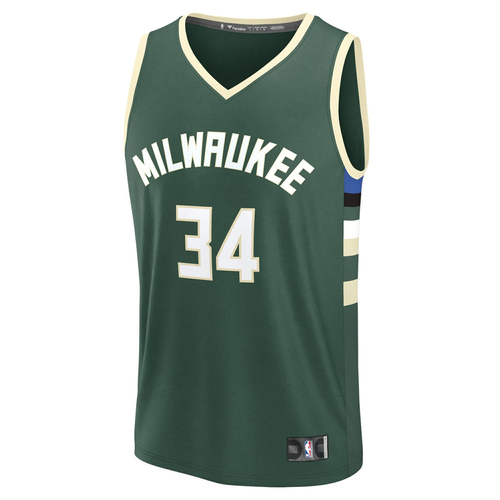 Fanatics Giannis Antetokounmpo Milwaukee Bucks Youth Fast Break Replica Player Jersey Icon Edition Hunter Green
