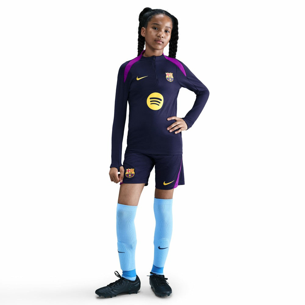 Nike - Barcelona Youth 2025/26 Strike Drill Quarter-Zip Dri-FIT Long Sleeve Top - Navy