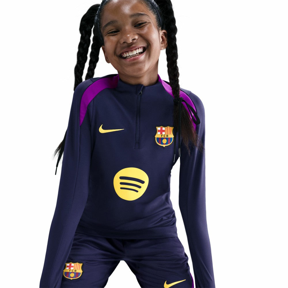 Nike - Barcelona Youth 2025/26 Strike Drill Quarter-Zip Dri-FIT Long Sleeve Top - Navy