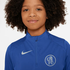 Nike - Chelsea Youth 2025/26 Strike Drill Quarter-Zip Dri-FIT Long Sleeve Top - Blue