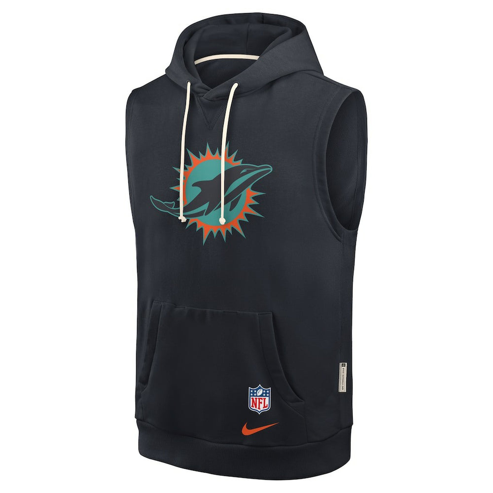 Miami Dolphins 2025 Rivalries Collection Standard Issue Sideline Dri-FIT Sleeveless Hoodie - Pitch Blue - Nike