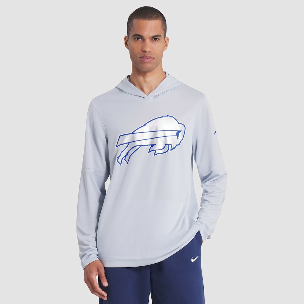 Buffalo Bills 2025 Rivalries Collection Sideline Dri-FIT Long Sleeve Hoodie T-Shirt - Silver - Nike