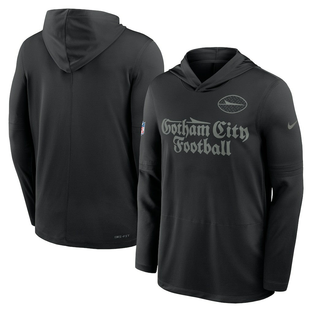 New York Jets 2025 Rivalries Collection Sideline Dri-FIT Long Sleeve Hoodie T-Shirt - Black - Nike