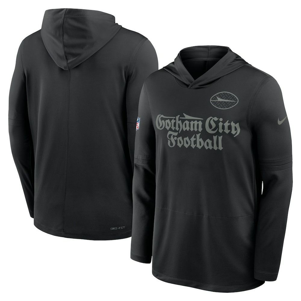 New York Jets 2025 Rivalries Collection Sideline Dri-FIT Long Sleeve Hoodie T-Shirt - Black - Nike